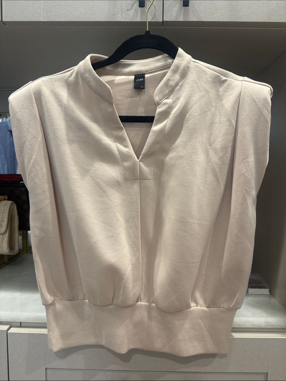 Cider Blush Cream Notch-Neck Sleeveless Blouse